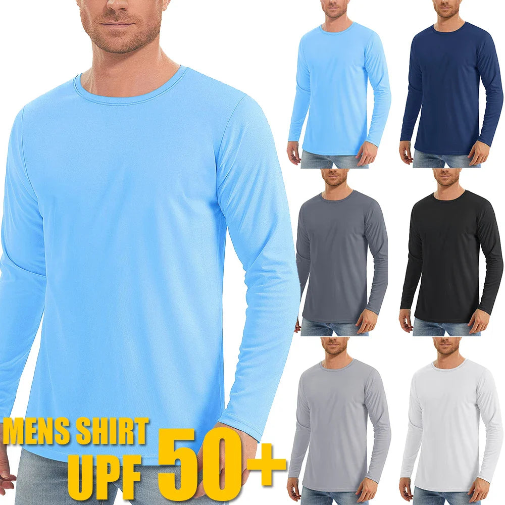 Men's UPF 50+ Sunscreen T-shirt – UV Protection Long Sleeve Quick-Drying Hiking & Fishing Top