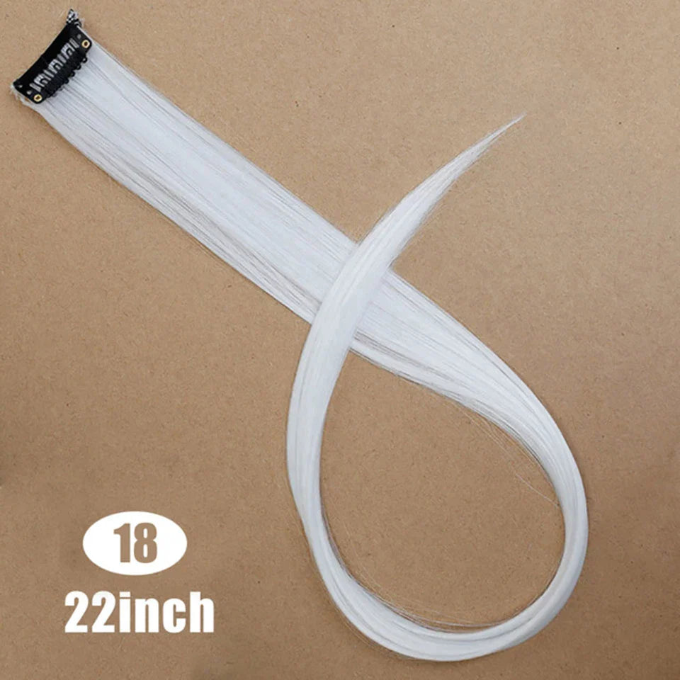 HUAYA 18" Synthetic Clip-In Colorful Curly Hair Extension – Ombre Pink Purple Red Blue Hair Piece