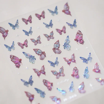 5D Glitter Butterfly Nail Sticker – Kawaii Aurora Nail Art Decal for DIY Manicure & Nail Decorations