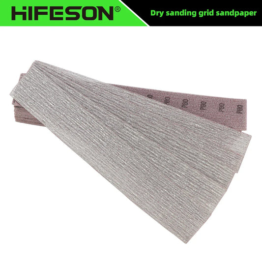 HIFESON Mesh Sandpaper Set 70x420mm Hook & Loop Vacuum Sanding Discs – 400x70mm Abrasive Sanding Block Pads for Wood & Metal