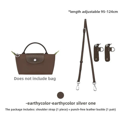 Leather Replacement Crossbody Bag Strap for Longchamp Mini — Earthy Color Shoulder Strap, No Punching Needed