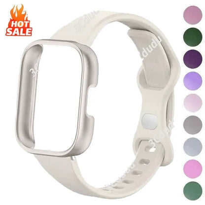 Slim Silicone Strap & Case - Soft Matte Protective Cover Bracelet for Redmi Watch 6/5/4 Active & 5 Lite