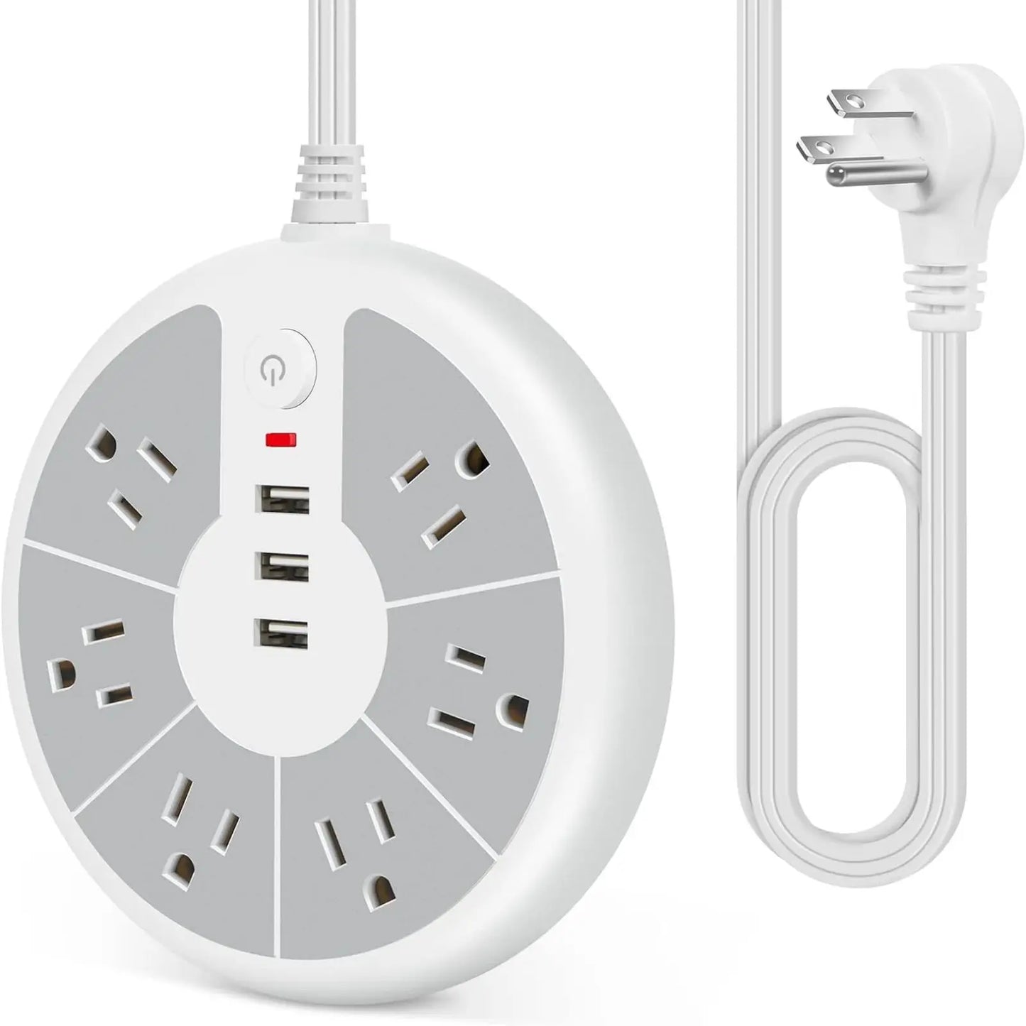 American Standard Disc Power Strip – 3 USB Socket Surge Protector for Office, School & Home Use