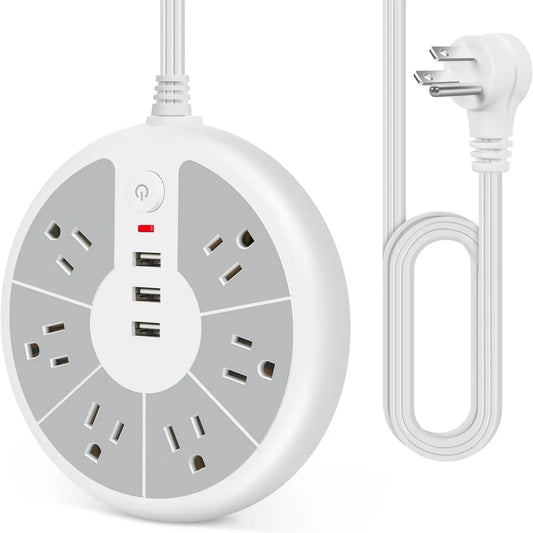 American Standard Disc Power Strip – 3 USB Socket Surge Protector for Office, School & Home Use
