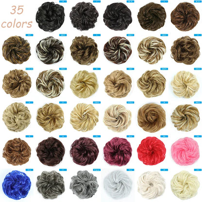 Azqueen Synthetic Messy Bun Chignon – Gray Brown Hair Bun Pad with Elastic Rope & Rubber Band Hair Extensions