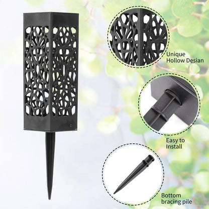 1/2/4PCS Cemetery Vase Decorations – Black Plastic Hollow Flower Holder with Long Spike, 7.28x2.17x2.17 Inch for Grave Markers