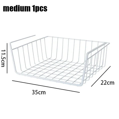 Multipurpose Hanging Closet Storage Basket — Metal Organizer for Kitchen Cabinets, Desks, and Home Use