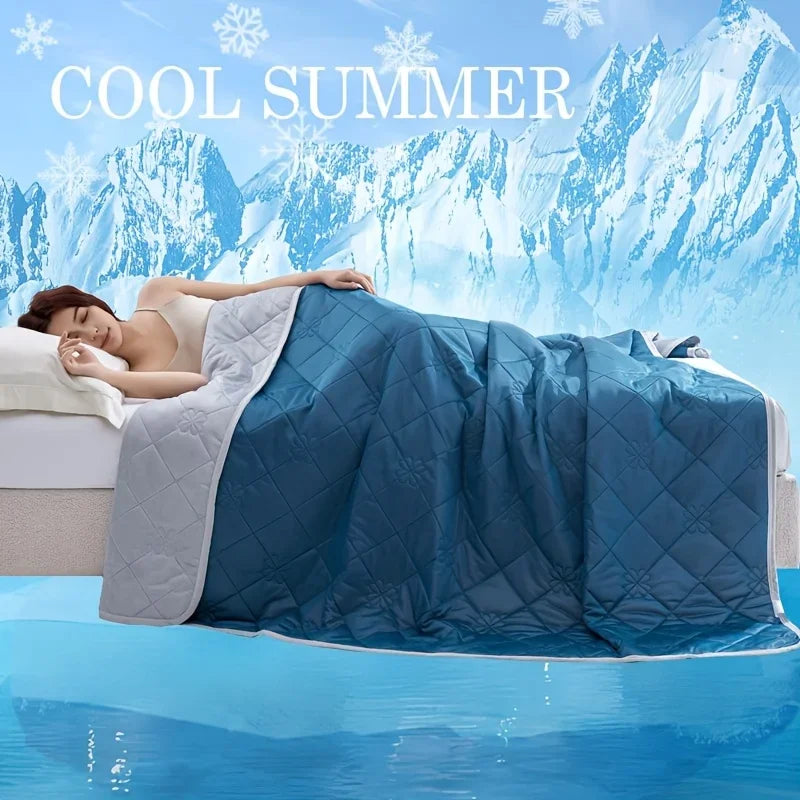 Dual-Sided Large Cooling Blanket for Summer – Lightweight Quilted Polyester Throw for Hot Sleepers, Soft & Machine Washable Bedding