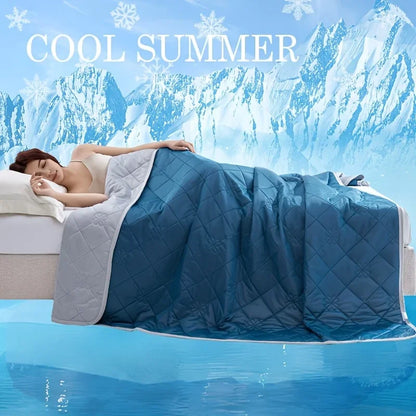Dual-Sided Large Cooling Blanket for Summer – Lightweight Quilted Polyester Throw for Hot Sleepers, Soft & Machine Washable Bedding