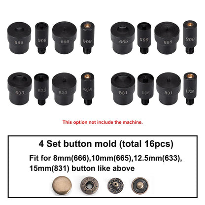 WUTA Manual Button Installation Tool – Mute Punching for Mushroom Rivets & Eyelets, DIY Hand Pressing Tool (With/Without Machine)