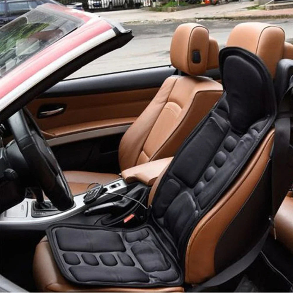 Car Electric Massage Chair Pad – Heating & Vibrating Back Massager Cushion for Home & Office Lumbar Pain Relief with Remote Control