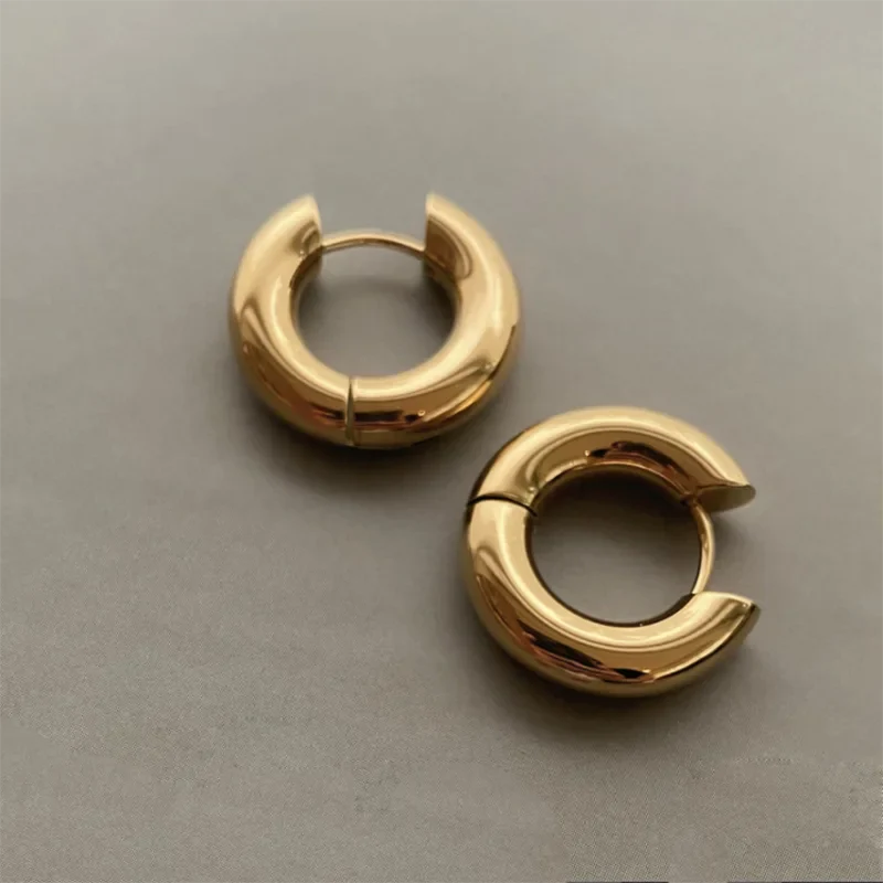 20mm Stainless Steel Hoop Earrings – Smooth Round Chunky Huggie Earrings for Women Jewelry Accessories