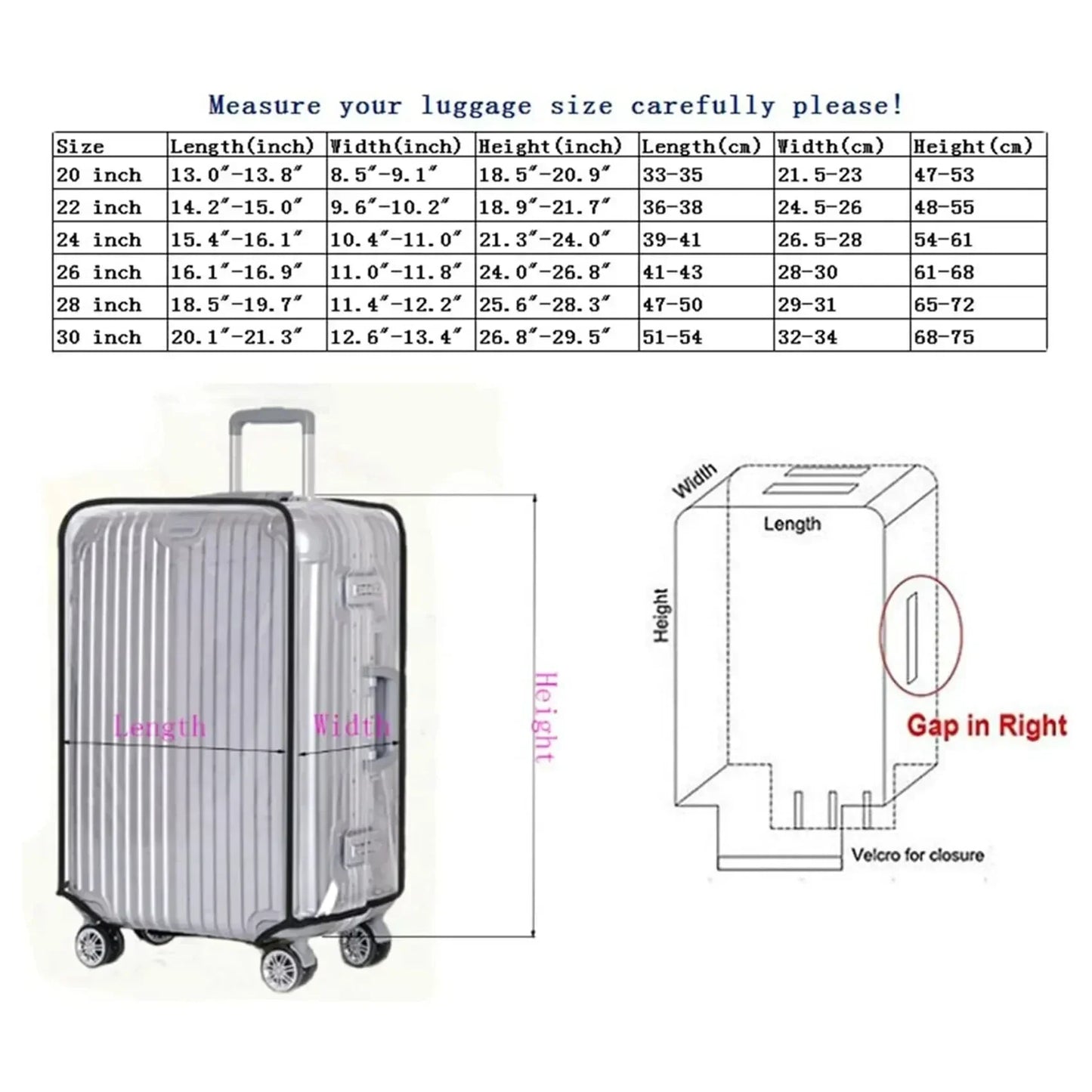 Full Transparent Luggage Cover – Waterproof, Dustproof, Durable PVC Suitcase Protector for Travel