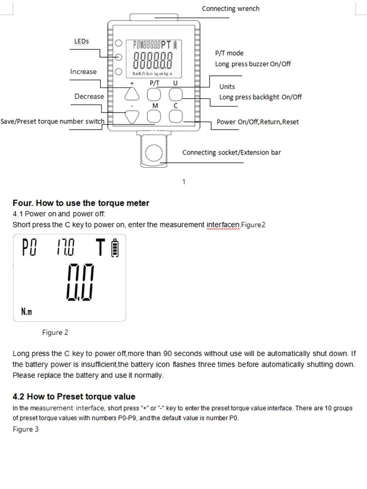 Digital Torque Wrench Meter 0.1-340 N·m Adjustable Electronic Torque Meter Adapter for Professional Repairs