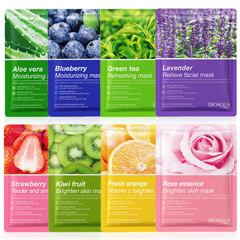 8PCS Natural Plant Facial Masks – Korean Skincare Hydrating, Moisturizing & Firming Face Care Set