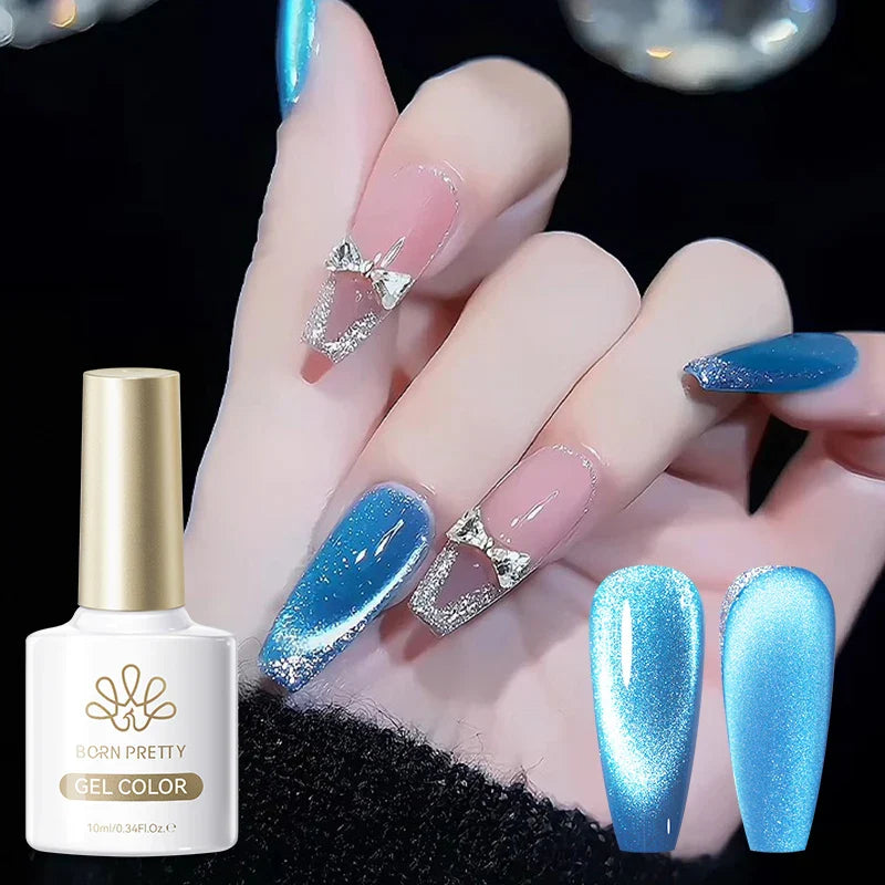 BORN PRETTY Cat Magnetic Gel Nail Polish 117 Colors 10ml Full Coverage Semi-Permanent Soak-Off Nail Varnish for Salon Manicure Glitter Cat Eye Nails