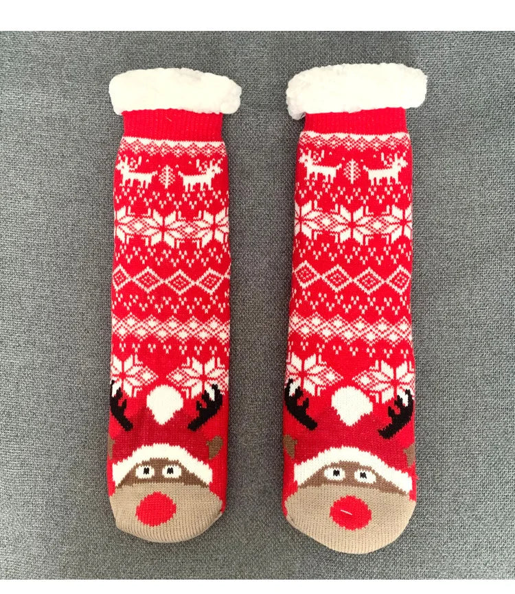 Women’s Christmas Fuzzy Socks – Winter Warm Thermal Non-Slip Fluffy Floor Slippers, Soft Indoor Home Gift