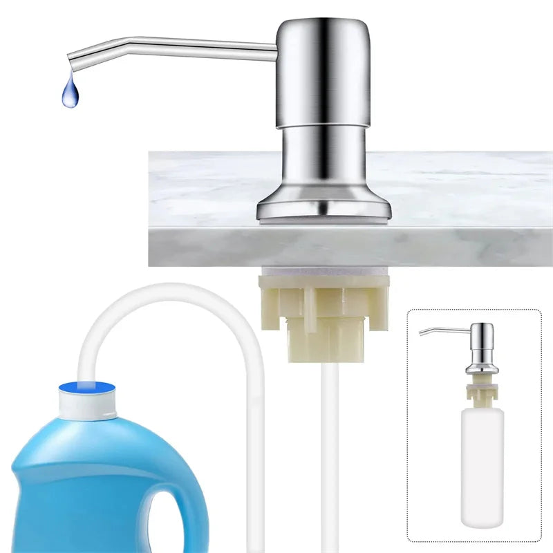 500ml Stainless Steel Liquid Soap Dispenser — Hand Press Pump Bottle for Kitchen Sink