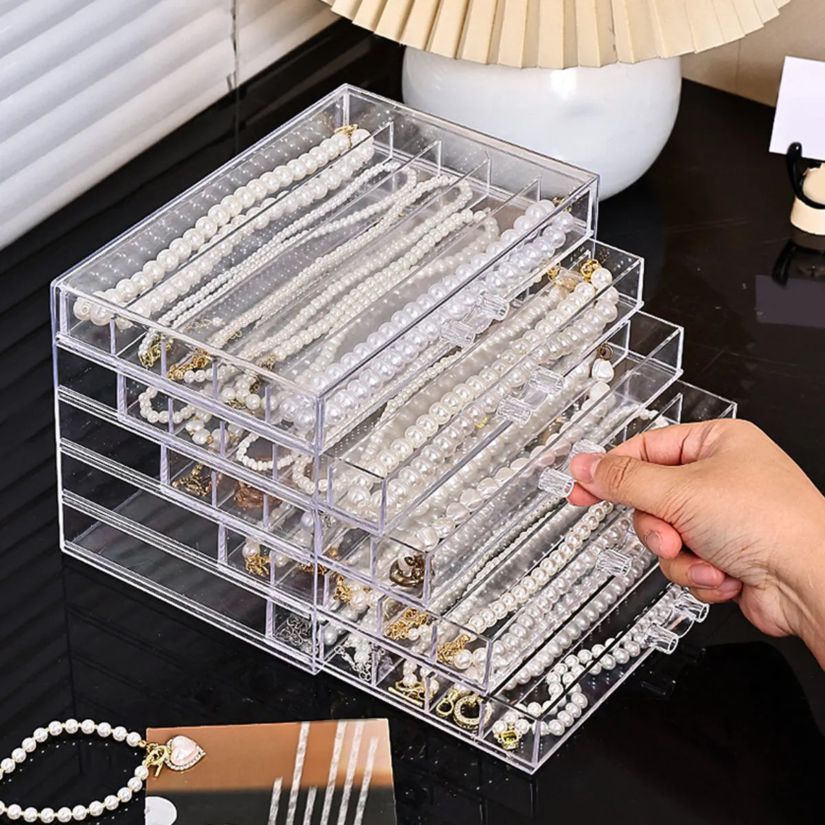 Transparent Necklace Storage Box – Jewelry Tray & Display Cabinet for Women’s Drawers