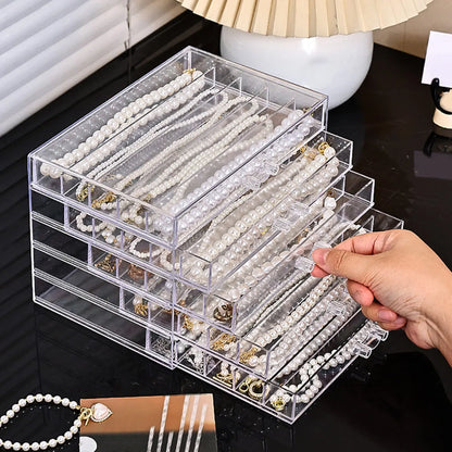 Transparent Necklace Storage Box – Jewelry Tray & Display Cabinet for Women’s Drawers