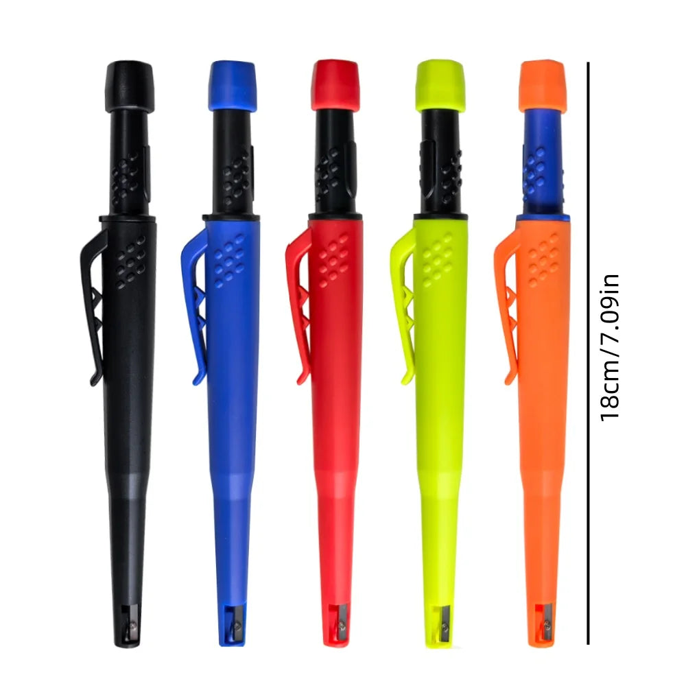 Solid Carpenter Pencil Set — 2.8mm Mechanical Pencil Marker with Built-In Sharpener for Woodworking, Construction, and Architecture