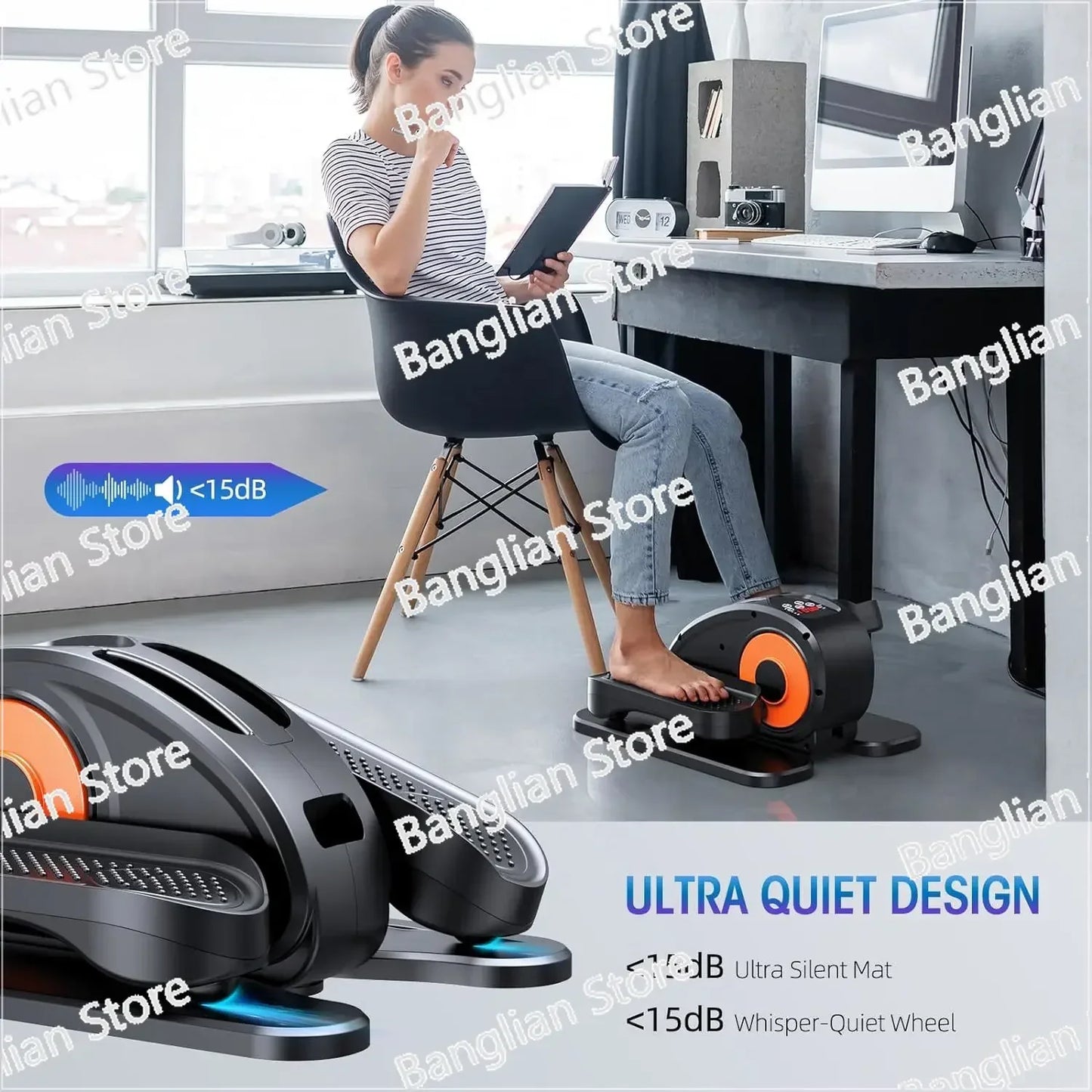 Quiet & Portable Elliptical Machine – Electric Seated Pedal Exerciser with Remote Control, 12 Adjustable Speeds