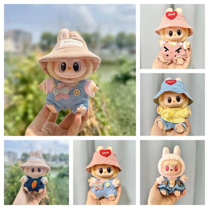 17cm Mini Plush Doll Clothes — Kpop EXO Labubu I & II Idol Doll Outfit Set, Overalls for Sitting & Party, Doll Accessories Gift