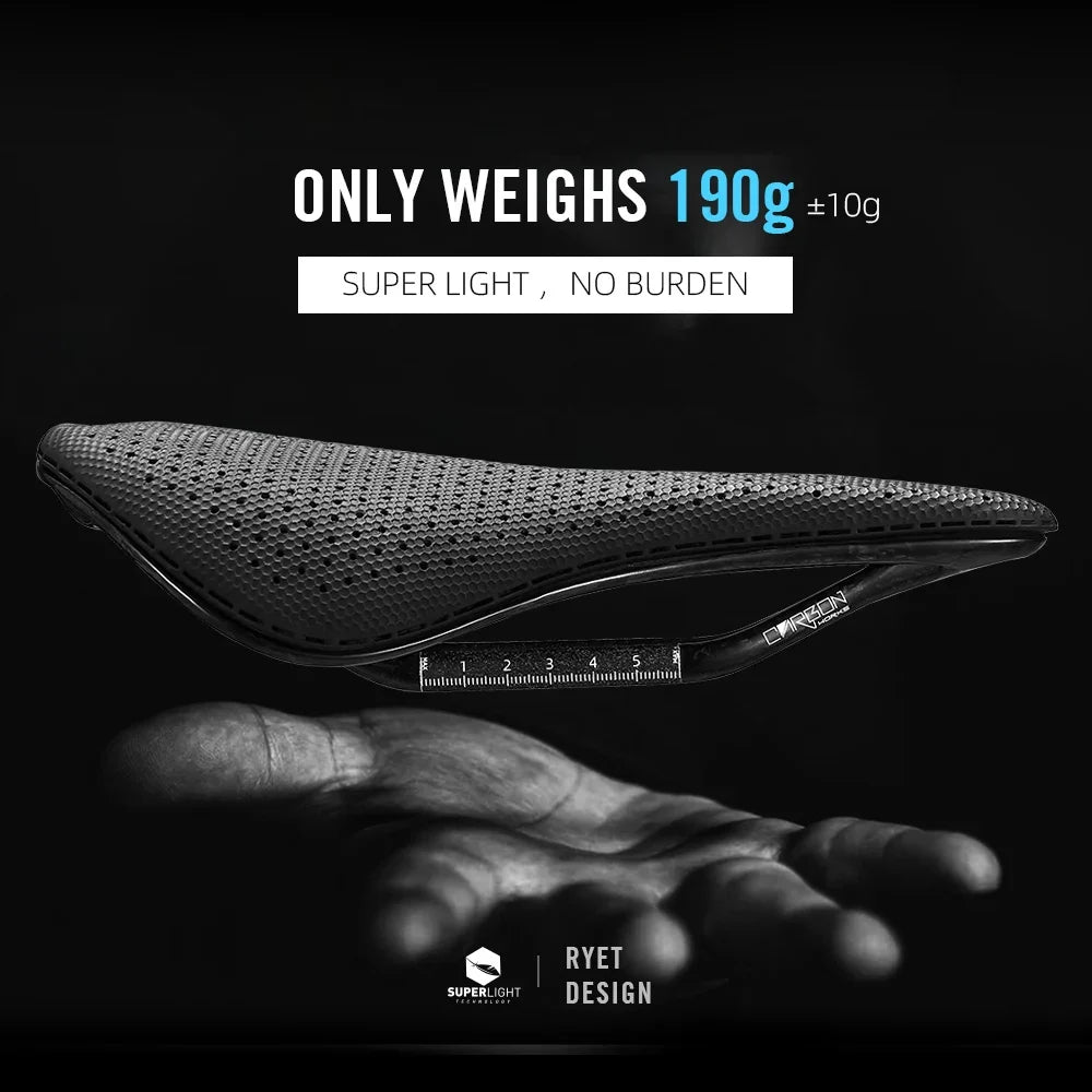 RYET Carbon 3D Printed Bike Saddle - 145/155mm Lightweight Cycling Seat for Road, MTB, Gravel & Triathlon Bikes