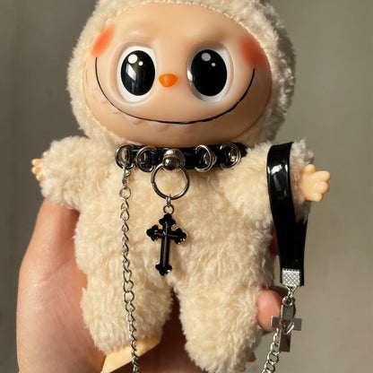 17cm Labubu Doll Necklace Choker – Leadrope Accessory for 6.5-inch Cotton Dolls