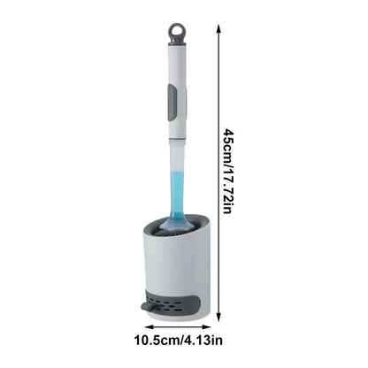 Silicone Toilet Brush with Gel Dispenser – Wall-Mounted, No-Slip Long Handle for Bathroom Cleaning