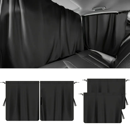 4PCS Car Privacy Curtain Set – Detachable Window Shade Covers for Travel, Camping & Night Rest, Universal Car Sun Privacy Drapes