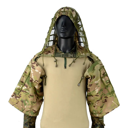 Ghillie Suit Tactical Sniper Coat – Viper Hood Camouflage Clothing for Airsoft, Paintball & Hunting, Ripstop Fabric