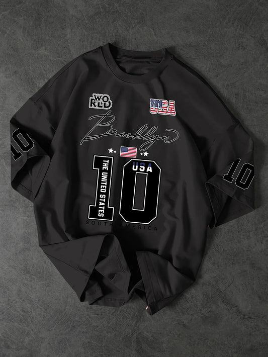 Brooklyn Style 10 Print Oversized T-Shirt - Men's Vintage Streetwear Jersey Tee