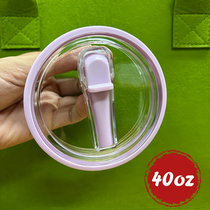 30oz/40oz Tumbler Flip Straw Lid Replacement – Spill-Proof Reusable Cover for Quencher Cups