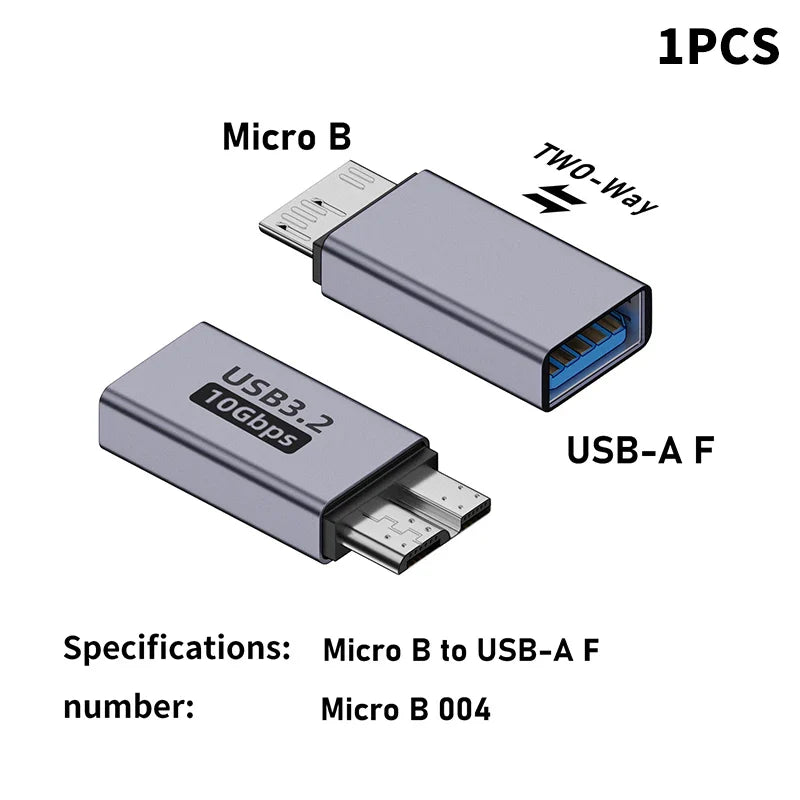 Micro B USB 3.0 Male to Type-C Female Adapter – USB 3.0 to Type-C Connector for External Hard Drive HDD Cable