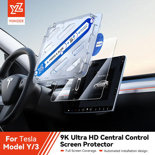 YZ Tempered Glass Screen Protector for Tesla Model 3/Y – Anti-Glare HD Center Console Film Protection Accessories