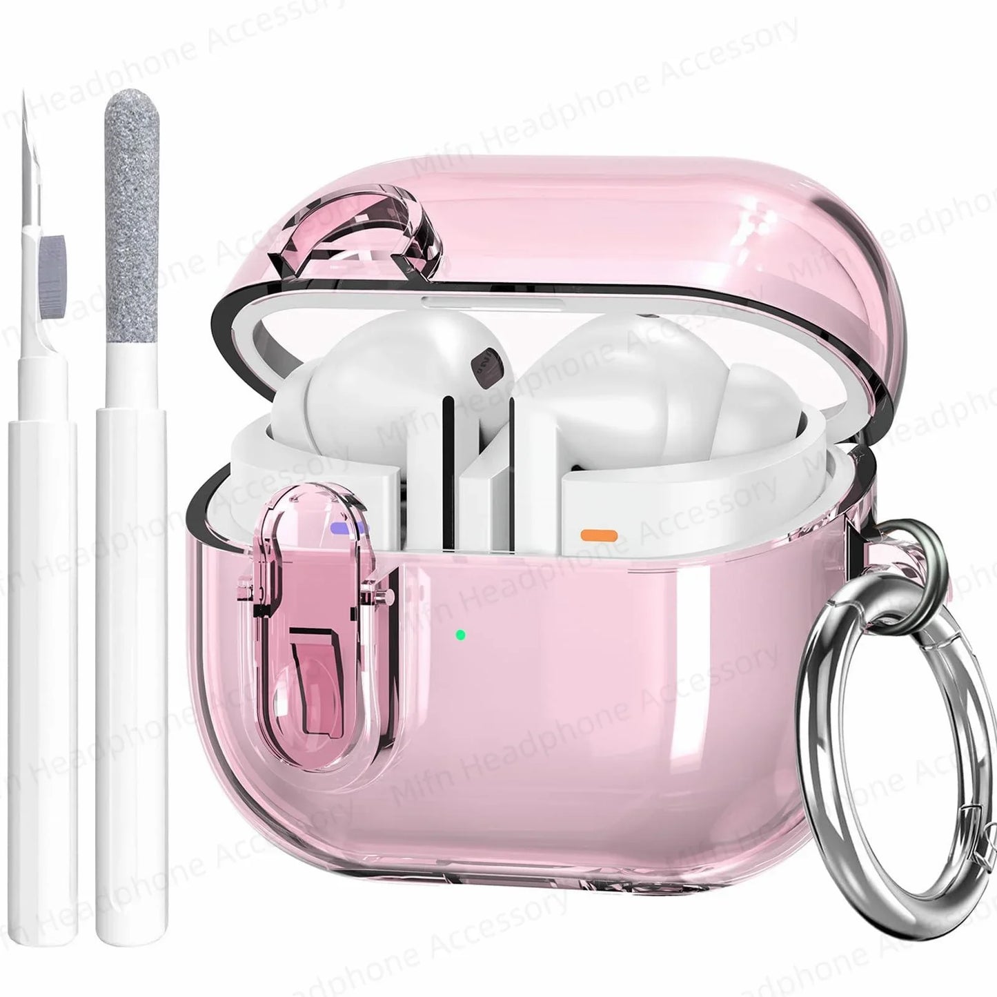 Glitter Transparent Security Lock Case for Samsung Galaxy Buds 3/3 Pro – Charging Case with Cleaning Kit