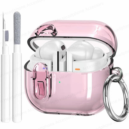 Glitter Transparent Security Lock Case for Samsung Galaxy Buds 3/3 Pro – Charging Case with Cleaning Kit