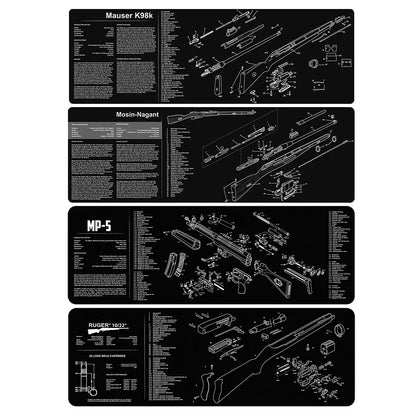 Gun Cleaning Rubber Mat Mouse Pad – AR15, AK47, Remington 870, GLOCK Gen4/Gen5, CZ-75, P220, P226, P229, Beretta 92, 1911 3D Work Mat