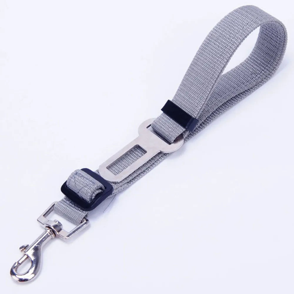 Adjustable Dog Car Seat Belt Harness – Nylon Reflective Elastic Safety Strap with Cushioning for Pet Travel