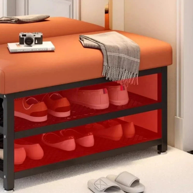 Entryway Shoe Storage Bench with Cushion – Multi-Layer Shoe Cabinet Stool for Space-Saving Organization