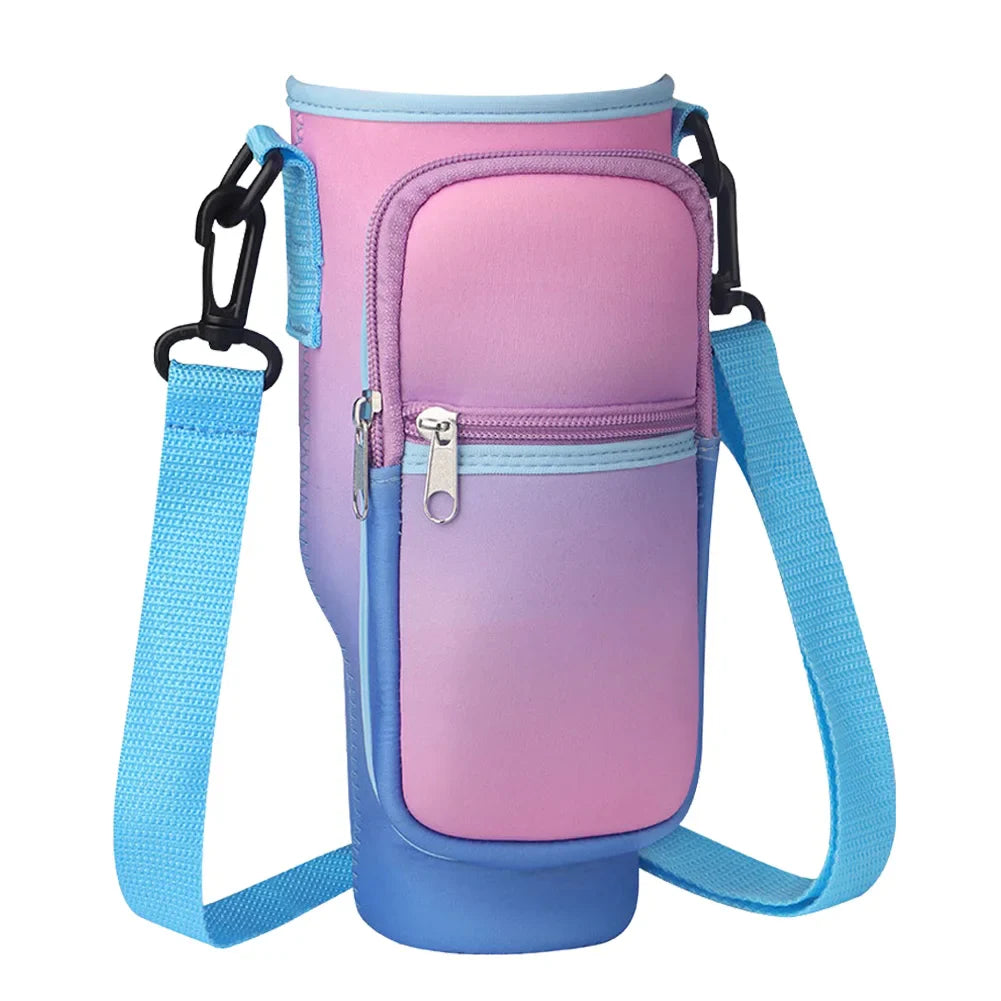 Portable Water Bottle Carrier Bag – Neoprene Holder with Phone Pocket for Stanley 40oz Tumbler with Handle