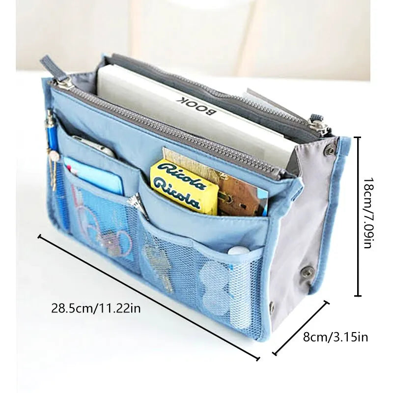Multifunctional Bi-Fold Storage Bag - Double Zipper Large Capacity Makeup Toiletries Organizer for Easy Storage Arrangement