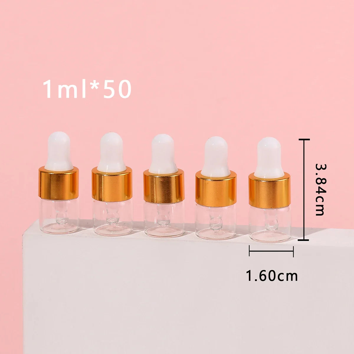 50pcs 1ml Clear Mini Glass Dropper Bottles – Small Essential Oil Sample Bottles with Glass Eye Droppers for Travel