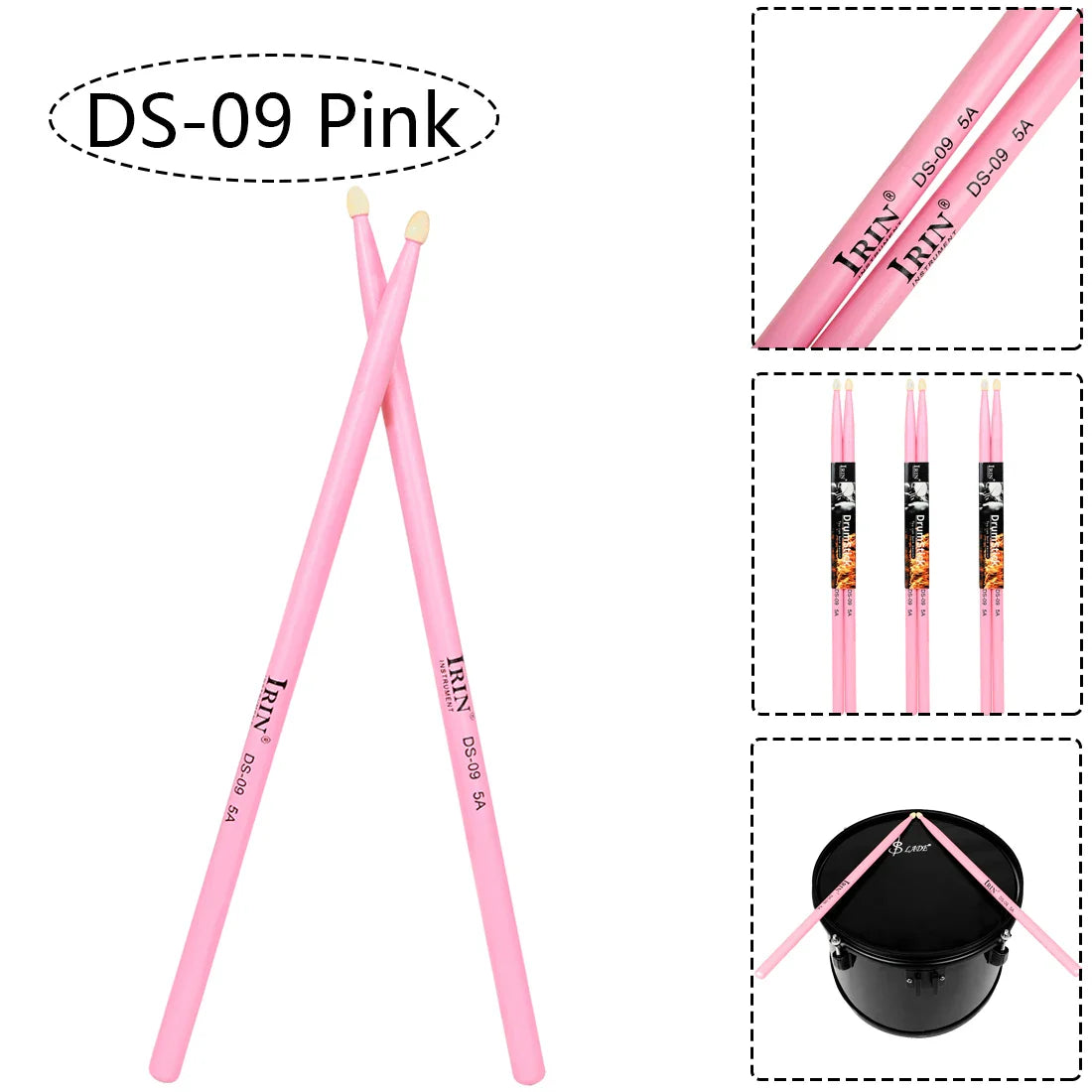 5A Maple Drumsticks – DS-09 Multicolor Drum Mallets, Professional Percussion Musical Instrument Accessories