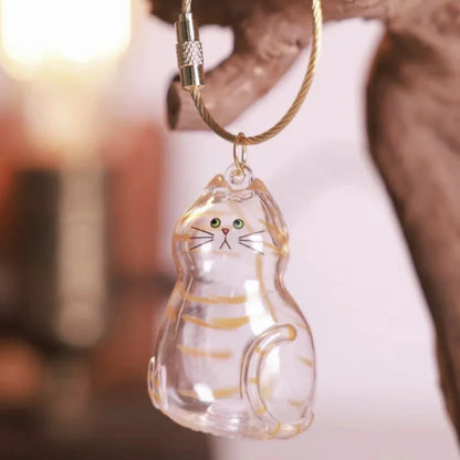 Ginger Cat Keychain Pendant – Siamese Calico Backpack Charm, Hair Storage Box Hanging Pet Grooming Travel Accessory