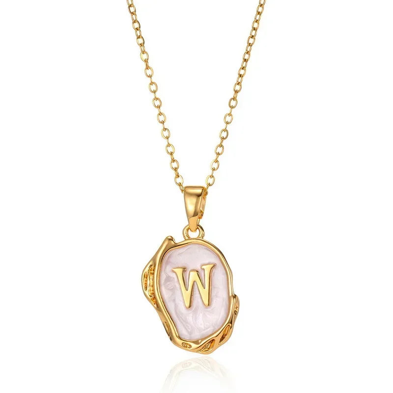 Y2K Stainless Steel Drip Oil Alphabet Necklace – A-Z Initials Pendant for Women & Men, Aesthetic Jewelry Gift