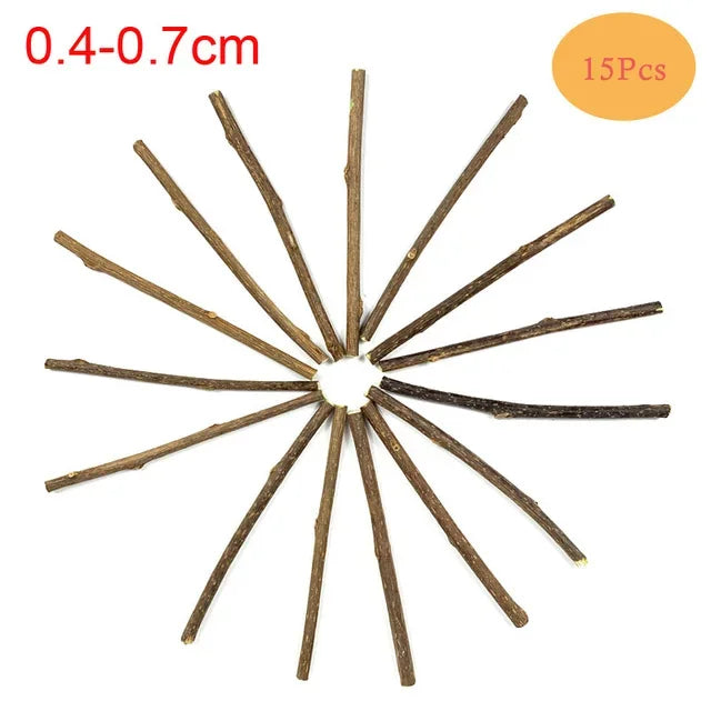 15Pcs Natural Matatabi Catnip Chew Sticks for Cats & Kittens – Silvervine Teeth Cleaning Molar Toy Pet Treat Set