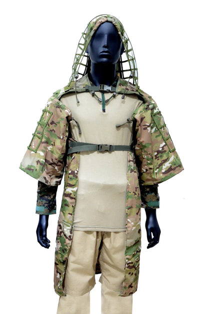 Ghillie Suit Set | Camouflage Hunting Poncho, Base, Cape & Sniper Viper Hood for Airsoft & Paintball