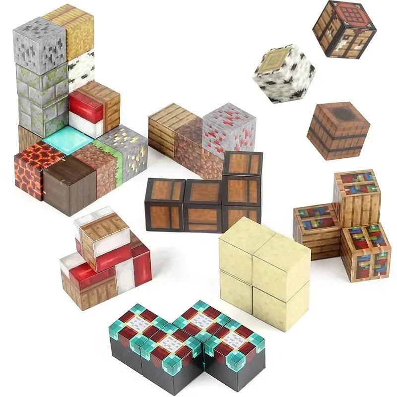 Magnetic Building Blocks Set – Mine World Cube Magnet, STEM Toy for Kids 3+, DIY Model, Best Montessori Sensory Gift